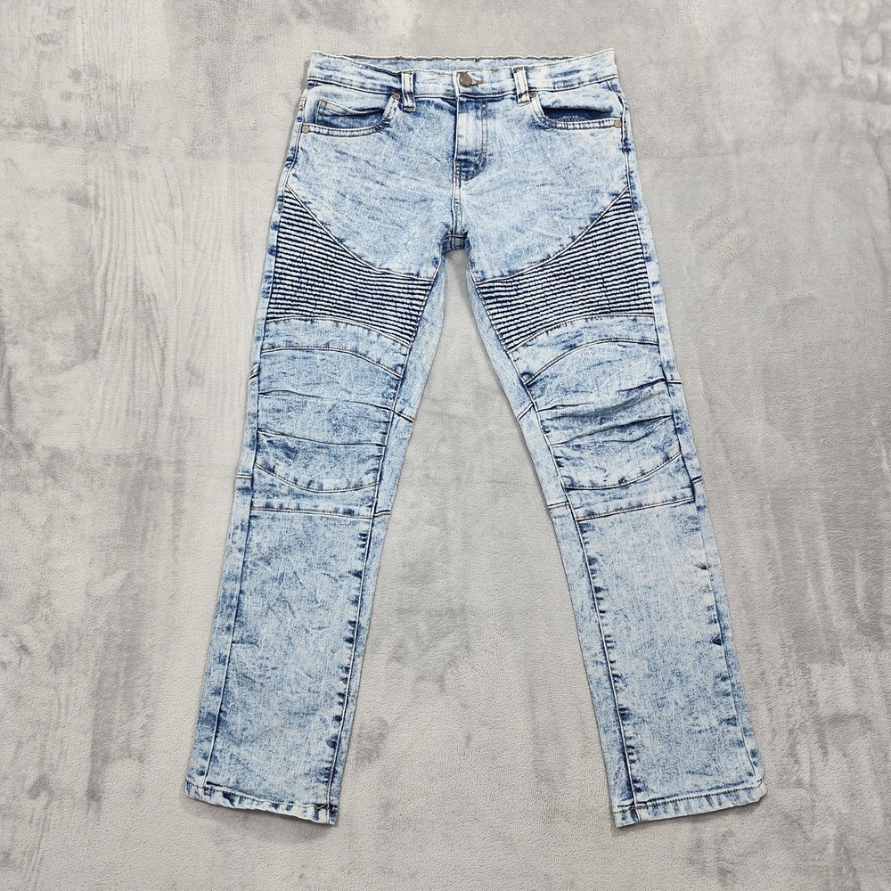 Steve's Jeans Jeans Womens 12 Blue Acid Wash Mid Rise Skinny Moto Stretch Denim